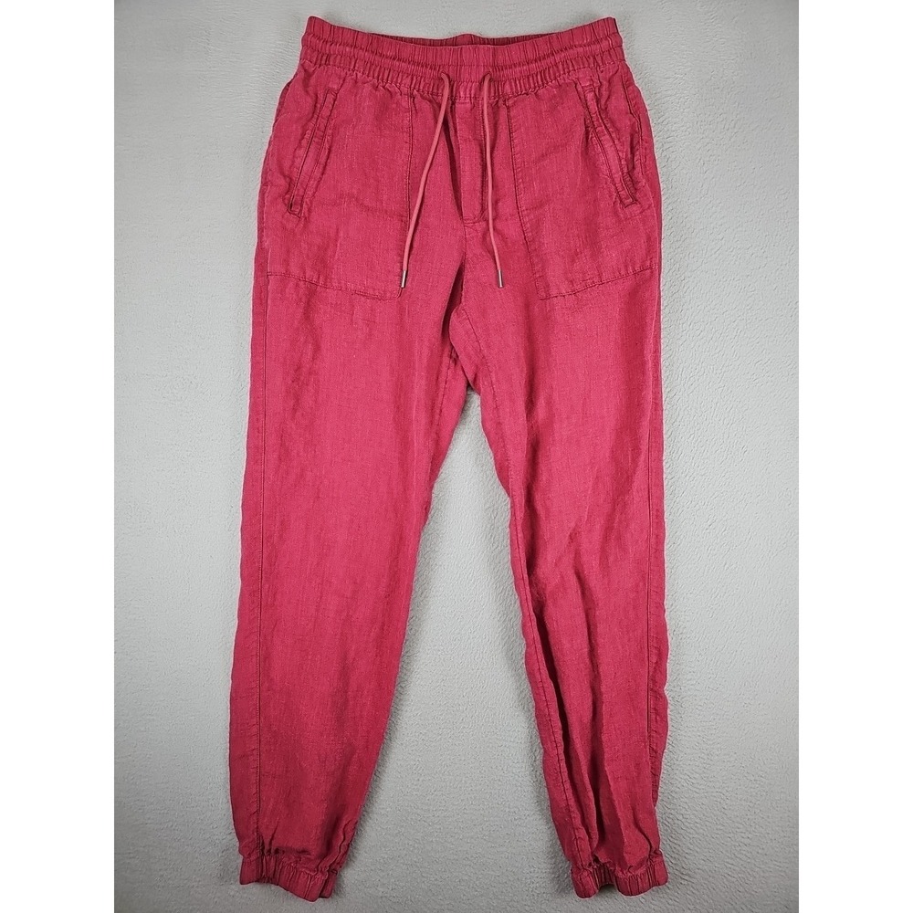 Athleta Retreat Linen Jogger Pants Size 6T Red High Rise Costal Beach 531704